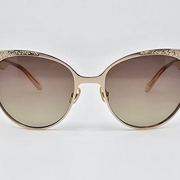 Kate Spade Marietta Gold Glitter Peach Frame Brown Gradient Cat Eye Sunglasses - Picture 2 of 12
